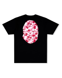 schwarzes bedrucktes T-Shirt mit einem Rundhalsausschnitt von A Bathing Ape