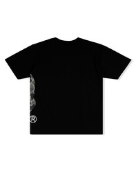 schwarzes bedrucktes T-Shirt mit einem Rundhalsausschnitt von A Bathing Ape