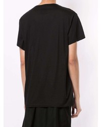 schwarzes bedrucktes T-Shirt mit einem Rundhalsausschnitt von Yohji Yamamoto