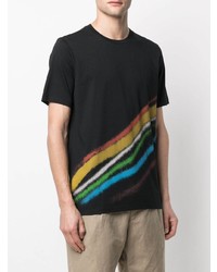 schwarzes bedrucktes T-Shirt mit einem Rundhalsausschnitt von Paul Smith