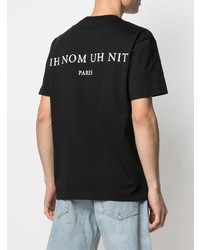 schwarzes bedrucktes T-Shirt mit einem Rundhalsausschnitt von Ih Nom Uh Nit