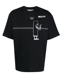 schwarzes bedrucktes T-Shirt mit einem Rundhalsausschnitt von Acne Studios