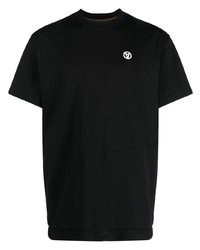 schwarzes bedrucktes T-Shirt mit einem Rundhalsausschnitt von ACRONYM