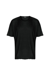schwarzes bedrucktes T-Shirt mit einem Rundhalsausschnitt von Adaptation