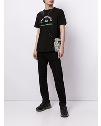 schwarzes bedrucktes T-Shirt mit einem Rundhalsausschnitt von Karl Lagerfeld