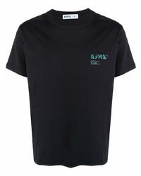 schwarzes bedrucktes T-Shirt mit einem Rundhalsausschnitt von AFFIX