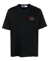 schwarzes bedrucktes T-Shirt mit einem Rundhalsausschnitt von AFFIX