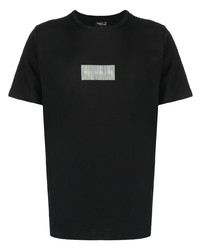 schwarzes bedrucktes T-Shirt mit einem Rundhalsausschnitt von agnès b.