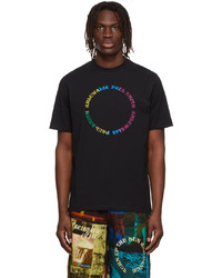 schwarzes bedrucktes T-Shirt mit einem Rundhalsausschnitt von Ahluwalia &Paul Smith