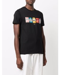 schwarzes bedrucktes T-Shirt mit einem Rundhalsausschnitt von Paul Smith