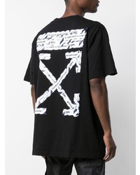 schwarzes bedrucktes T-Shirt mit einem Rundhalsausschnitt von Off-White