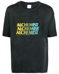 schwarzes bedrucktes T-Shirt mit einem Rundhalsausschnitt von Alchemist
