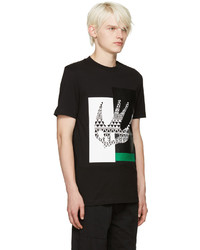 schwarzes bedrucktes T-Shirt mit einem Rundhalsausschnitt von McQ