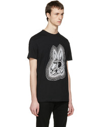 schwarzes bedrucktes T-Shirt mit einem Rundhalsausschnitt von McQ