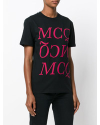schwarzes bedrucktes T-Shirt mit einem Rundhalsausschnitt von MCQ