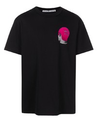 schwarzes bedrucktes T-Shirt mit einem Rundhalsausschnitt von Alexander Wang