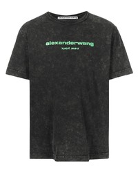 schwarzes bedrucktes T-Shirt mit einem Rundhalsausschnitt von Alexander Wang