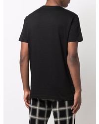 schwarzes bedrucktes T-Shirt mit einem Rundhalsausschnitt von Diesel