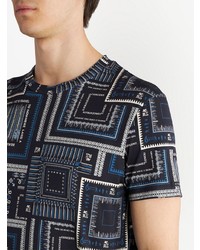 schwarzes bedrucktes T-Shirt mit einem Rundhalsausschnitt von Etro