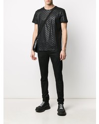 schwarzes bedrucktes T-Shirt mit einem Rundhalsausschnitt von Balmain