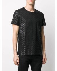 schwarzes bedrucktes T-Shirt mit einem Rundhalsausschnitt von Balmain