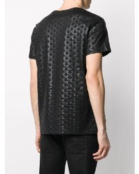 schwarzes bedrucktes T-Shirt mit einem Rundhalsausschnitt von Balmain