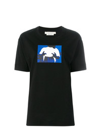 schwarzes bedrucktes T-Shirt mit einem Rundhalsausschnitt von Alyx