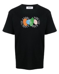 schwarzes bedrucktes T-Shirt mit einem Rundhalsausschnitt von Ambush