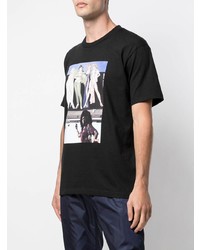 schwarzes bedrucktes T-Shirt mit einem Rundhalsausschnitt von Supreme