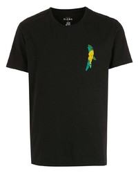 schwarzes bedrucktes T-Shirt mit einem Rundhalsausschnitt von Amir Slama