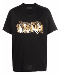 schwarzes bedrucktes T-Shirt mit einem Rundhalsausschnitt von Amiri