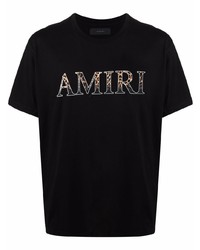 schwarzes bedrucktes T-Shirt mit einem Rundhalsausschnitt von Amiri