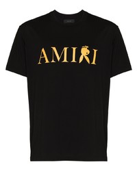 schwarzes bedrucktes T-Shirt mit einem Rundhalsausschnitt von Amiri