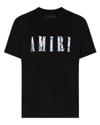 schwarzes bedrucktes T-Shirt mit einem Rundhalsausschnitt von Amiri