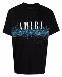 schwarzes bedrucktes T-Shirt mit einem Rundhalsausschnitt von Amiri