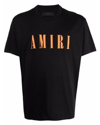 schwarzes bedrucktes T-Shirt mit einem Rundhalsausschnitt von Amiri