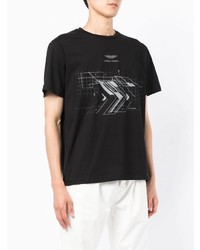 schwarzes bedrucktes T-Shirt mit einem Rundhalsausschnitt von Hackett