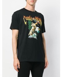 schwarzes bedrucktes T-Shirt mit einem Rundhalsausschnitt von Marcelo Burlon County of Milan