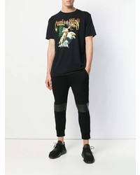 schwarzes bedrucktes T-Shirt mit einem Rundhalsausschnitt von Marcelo Burlon County of Milan