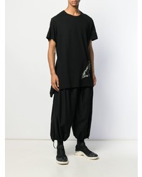 schwarzes bedrucktes T-Shirt mit einem Rundhalsausschnitt von Yohji Yamamoto