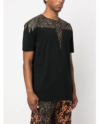 schwarzes bedrucktes T-Shirt mit einem Rundhalsausschnitt von Marcelo Burlon County of Milan