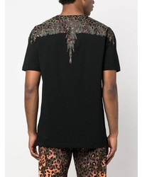 schwarzes bedrucktes T-Shirt mit einem Rundhalsausschnitt von Marcelo Burlon County of Milan