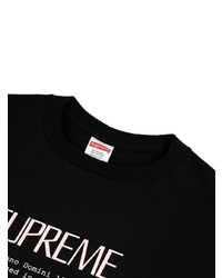 schwarzes bedrucktes T-Shirt mit einem Rundhalsausschnitt von Supreme