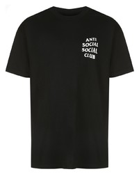 schwarzes bedrucktes T-Shirt mit einem Rundhalsausschnitt von Anti Social Social Club