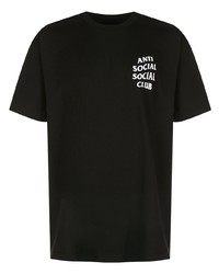 schwarzes bedrucktes T-Shirt mit einem Rundhalsausschnitt von Anti Social Social Club