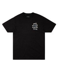 schwarzes bedrucktes T-Shirt mit einem Rundhalsausschnitt von Anti Social Social Club