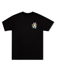 schwarzes bedrucktes T-Shirt mit einem Rundhalsausschnitt von Anti Social Social Club