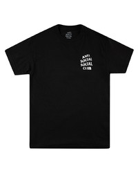 schwarzes bedrucktes T-Shirt mit einem Rundhalsausschnitt von Anti Social Social Club