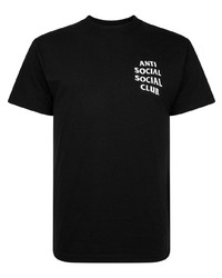 schwarzes bedrucktes T-Shirt mit einem Rundhalsausschnitt von Anti Social Social Club