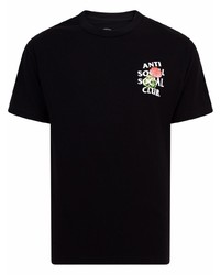 schwarzes bedrucktes T-Shirt mit einem Rundhalsausschnitt von Anti Social Social Club